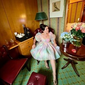 Selkie Pastel Rainbow Puff Dress
